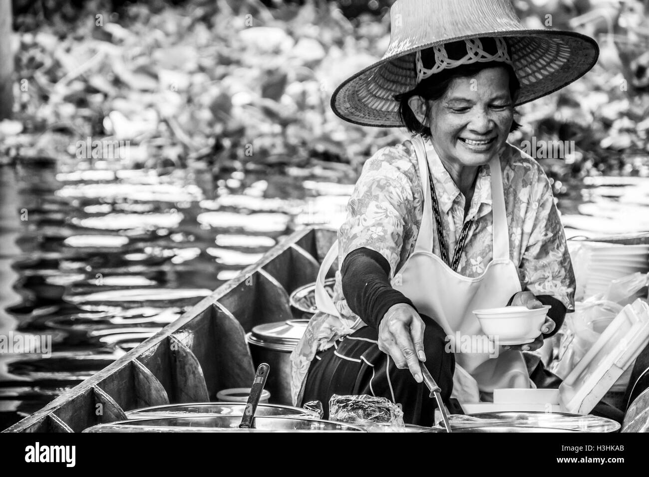 Thaïlande Bangkok Taling chan marché flottant traditionnel 2 Banque D'Images