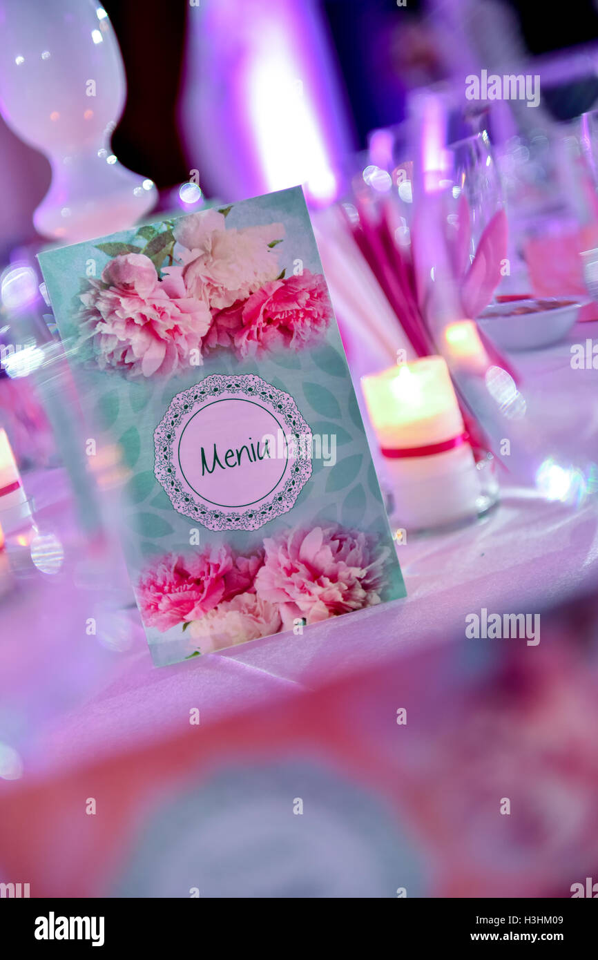 Carte Menu assis sur la table Banque D'Images