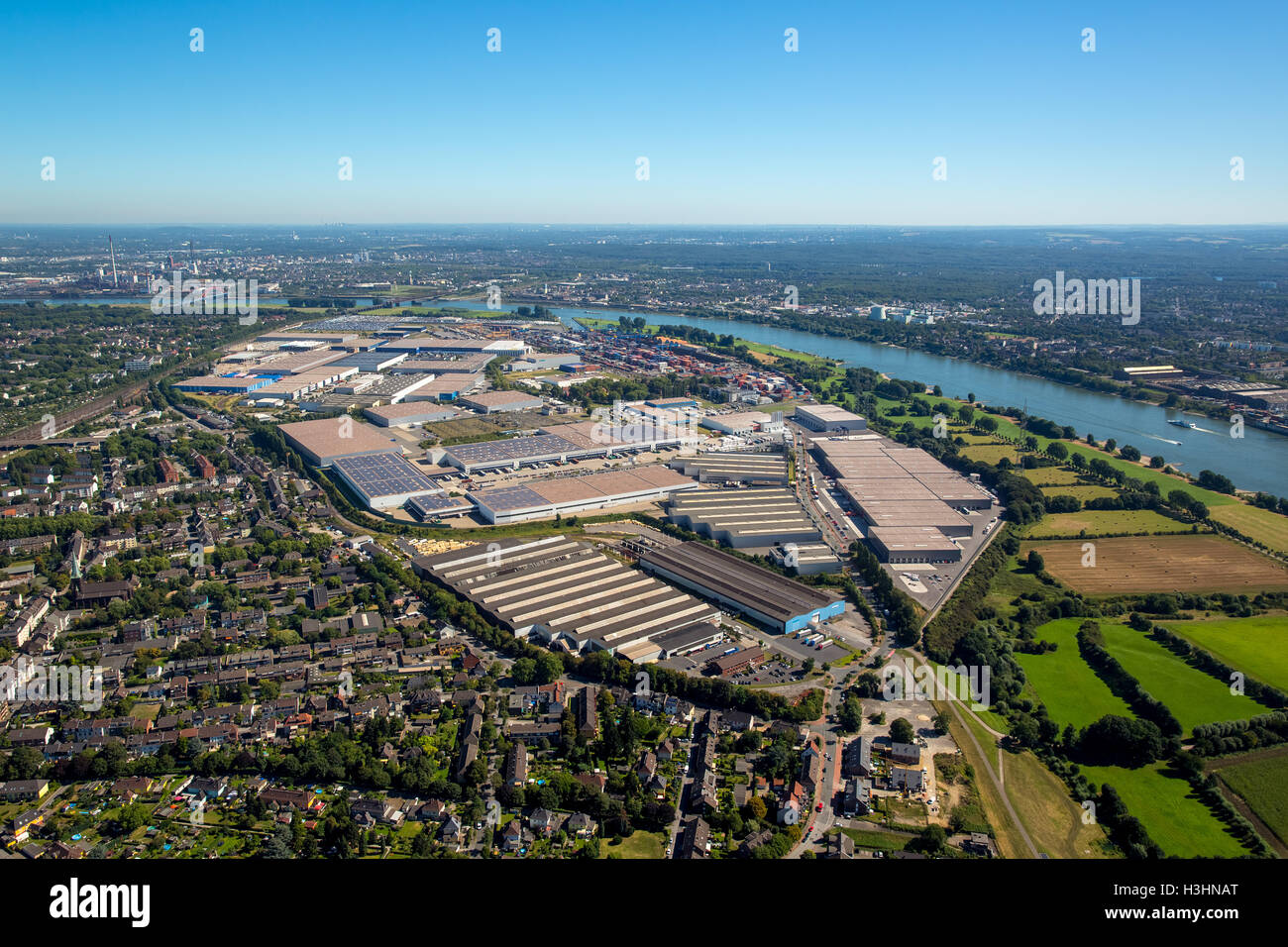 Vue aérienne, terminal à conteneurs, conteneurs, je Logport Duisburg, Port Company, du Rhin, de la Ruhr, Duisburg ,, Banque D'Images