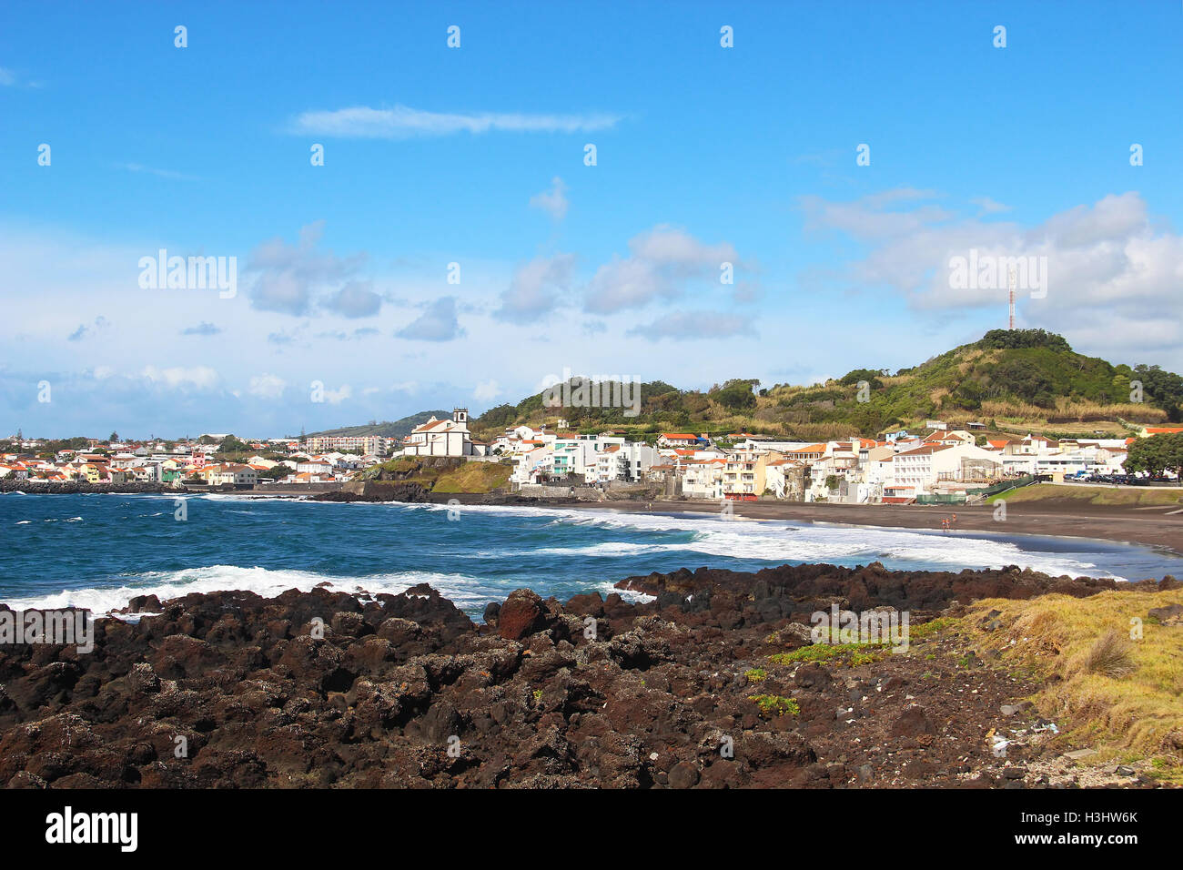 Praia das Milicias milices (plage) près de Ponta Delgada, île de Sao Miguel, Açores, Portugal Banque D'Images