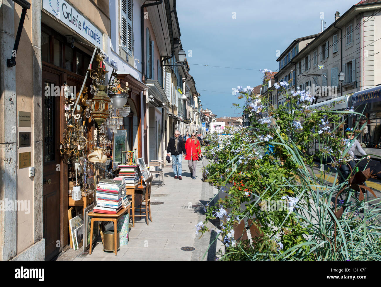 Cityscape Rue de marchè, Carouge, Genève, Suisse Banque D'Images