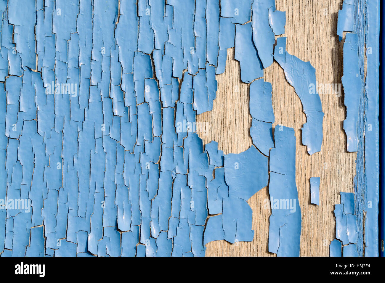 Bleu craquelé peinture sur porte en bois Banque D'Images