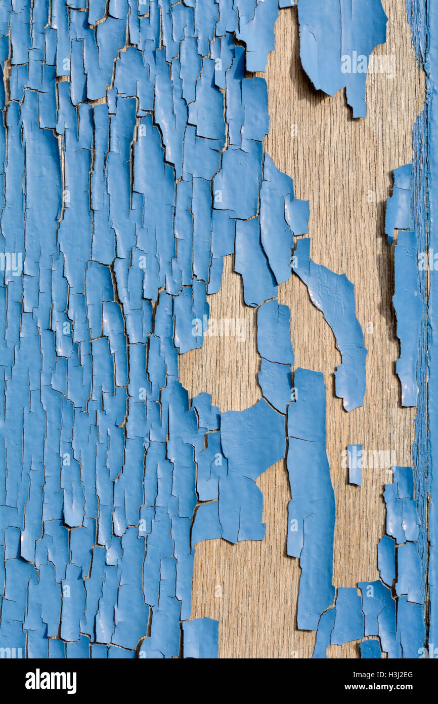 Bleu craquelé peinture sur porte en bois Banque D'Images
