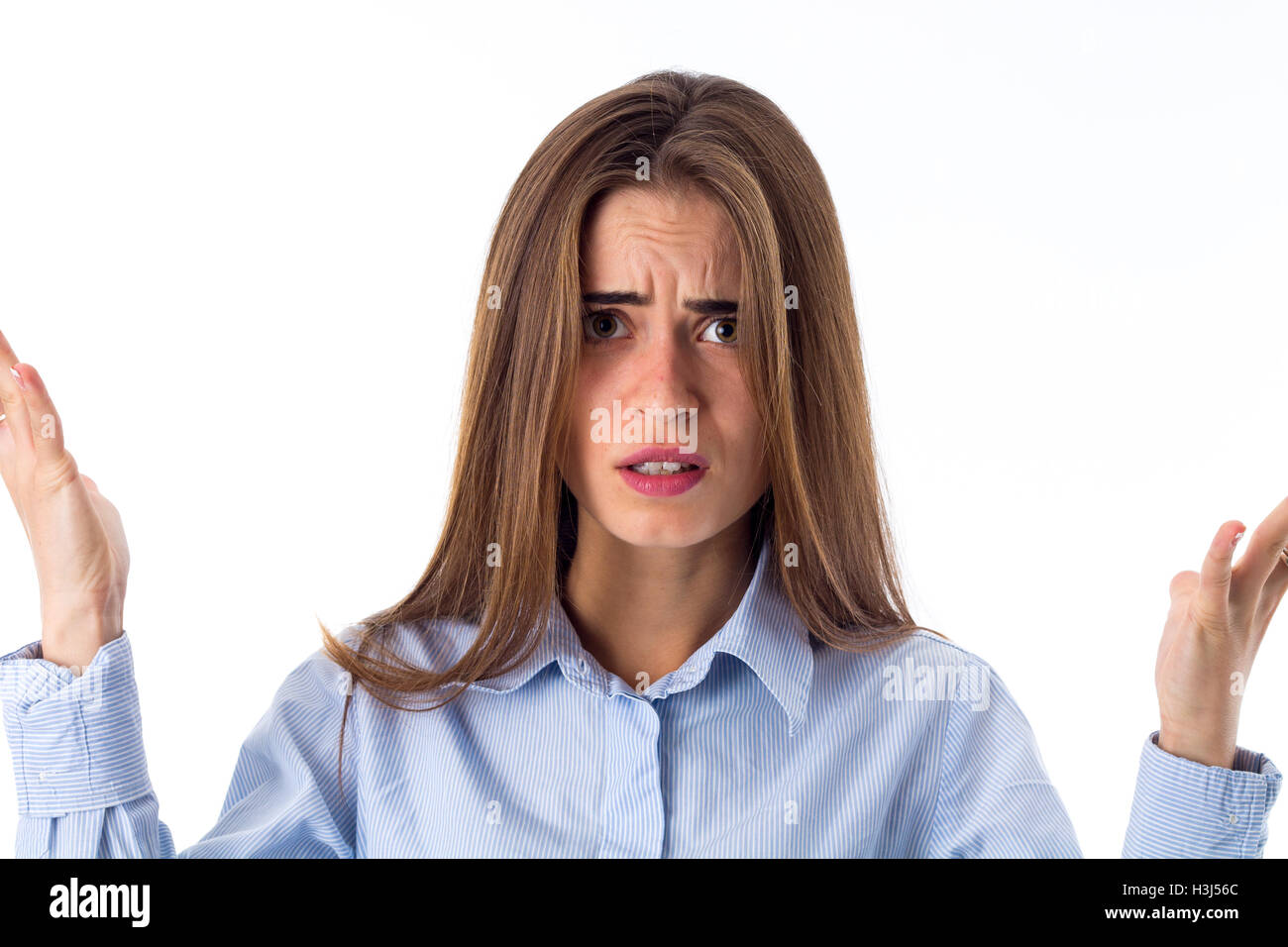 Jeune femme à la confus Banque D'Images