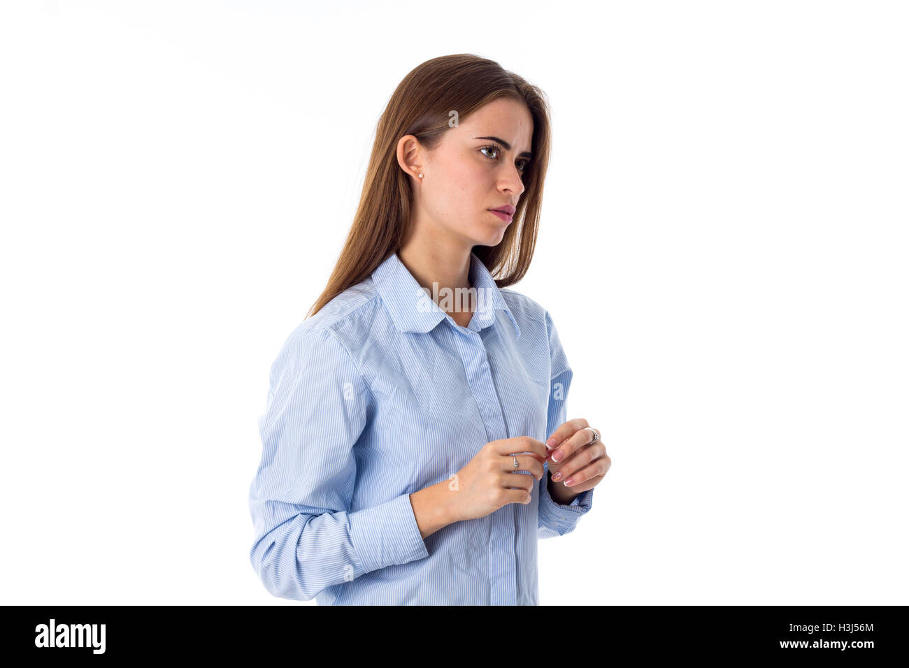 Jeune femme à la peur Banque D'Images