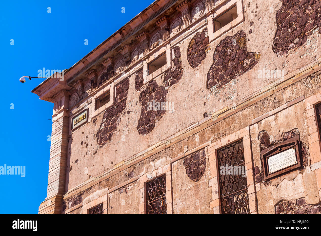 Alhondiga de Granaditas Fenêtre Allende Guanajuato au Mexique. Le Grenier était l'emplacement de la bataille en 1810 Guerre d'indépendance mexicaine Banque D'Images