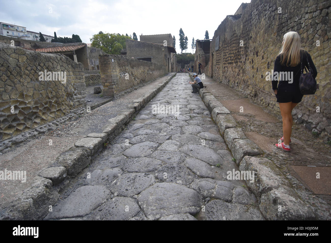 Les vestiges romains, les corps et les fresques de Pompéi, Herculanum, près de l'Italie Banque D'Images
