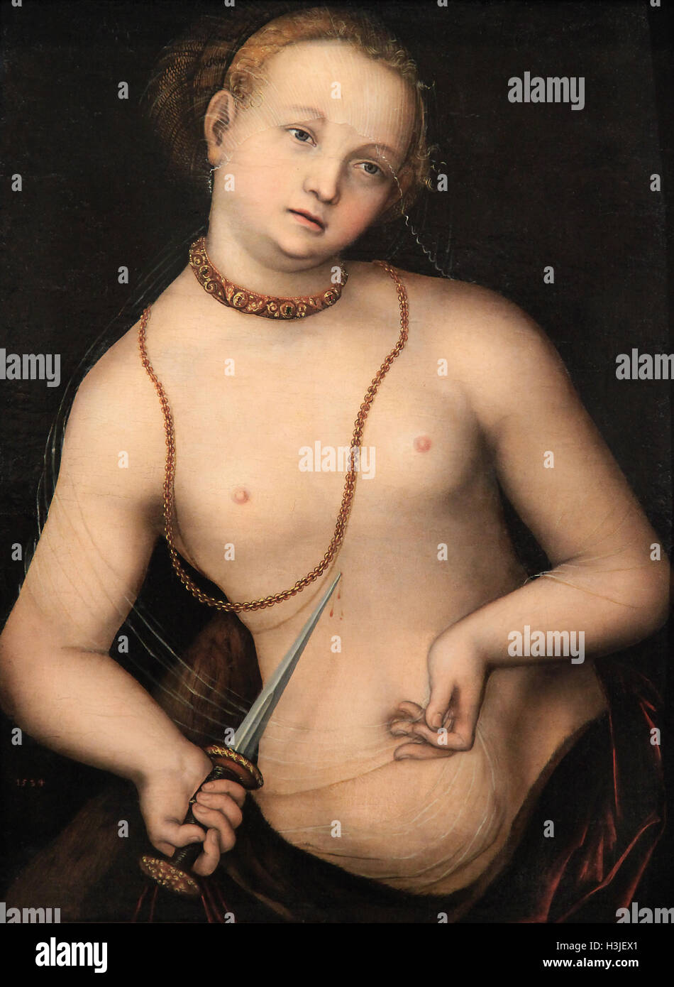 Lucretia 1534 peinture par Lucas Cranach The Elder/ Lucas Cranach der Ältere 1472-1553.peintre allemand de la Renaissance Banque D'Images