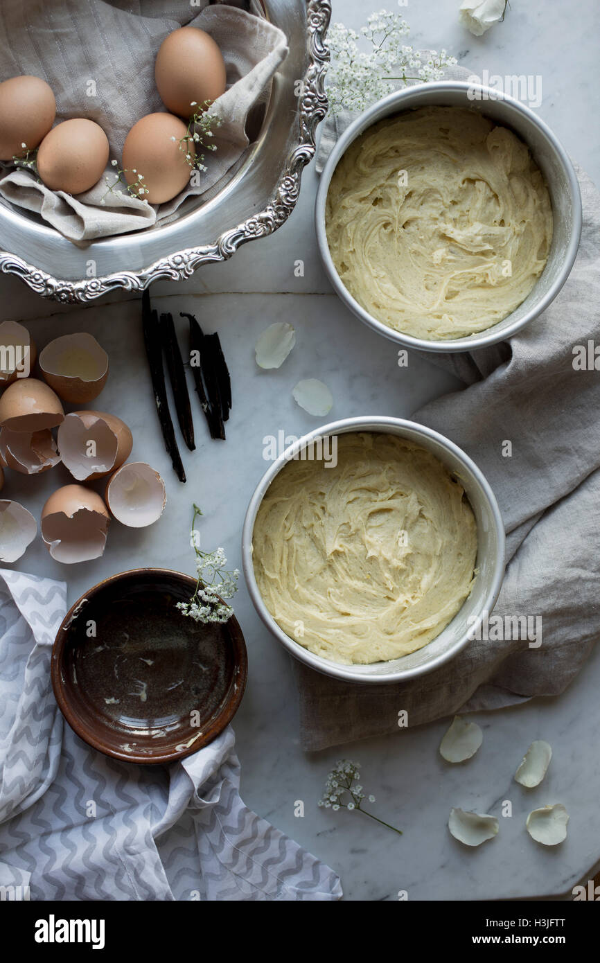 Mélange à gâteau à la vanille Banque D'Images