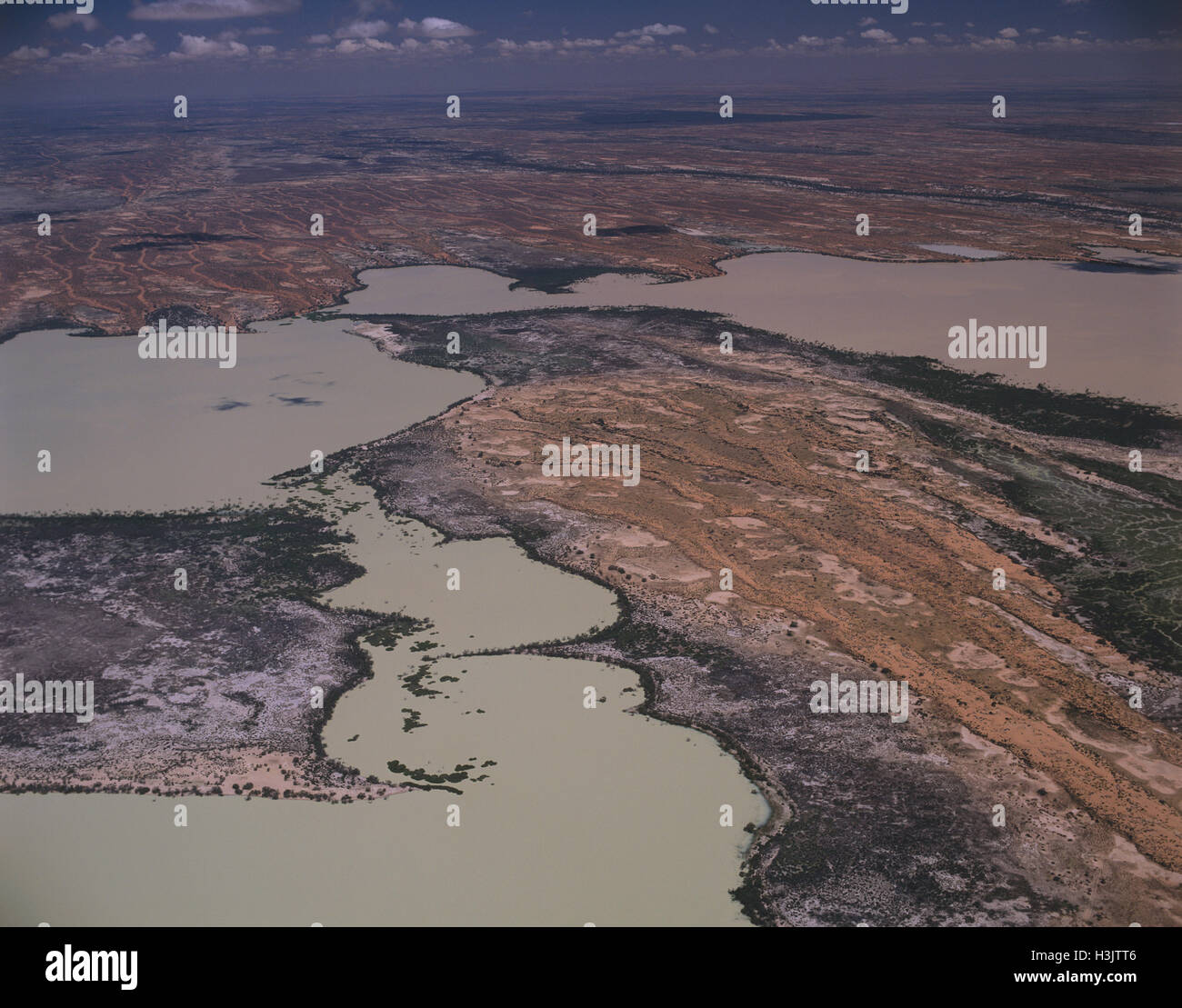 Lacs Coongie après la pluie, une zone humide aride avec une forme variable, Banque D'Images