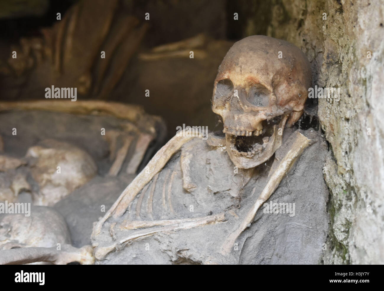 Les vestiges romains, les corps et les fresques de Pompéi, Herculanum, près de l'Italie Banque D'Images