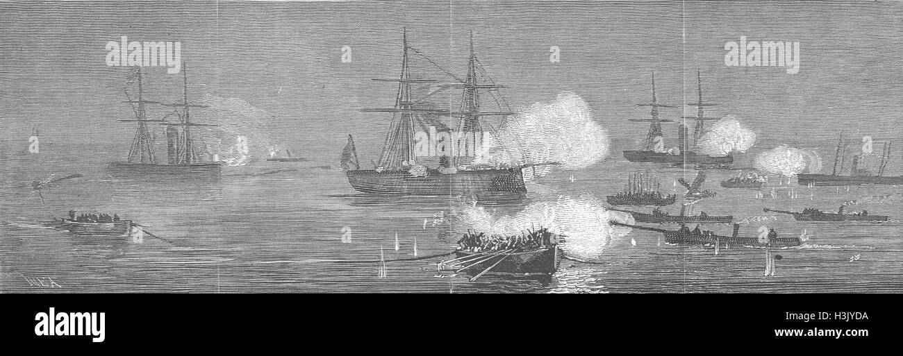 Roumanie Fédération attaque torpille sur turcs, Sulina 1877. Le graphique Banque D'Images
