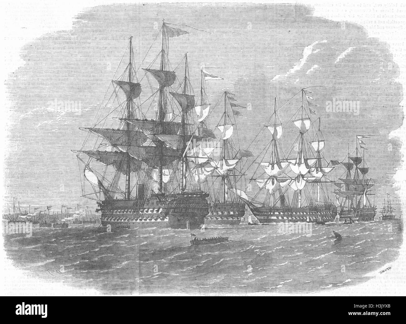 Revue navale de l'île de Wight, 1856 Flottille de la canonnière Ryde. Illustrated London News Banque D'Images