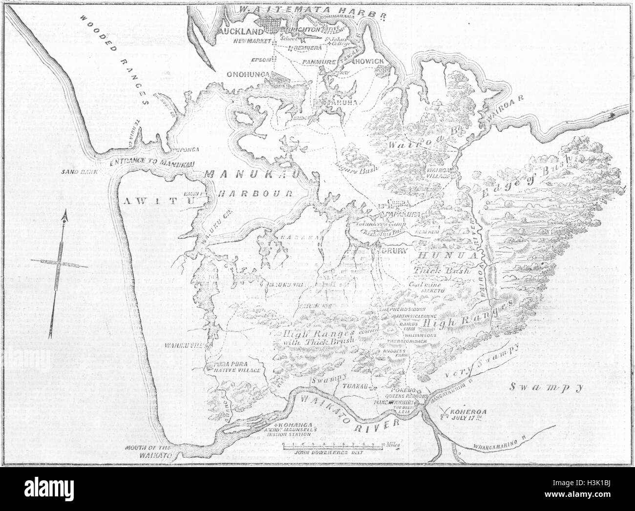 Auckland-River Waikato, Nouvelle-Zélande 1863 guerre indigènes. Illustrated London News Banque D'Images