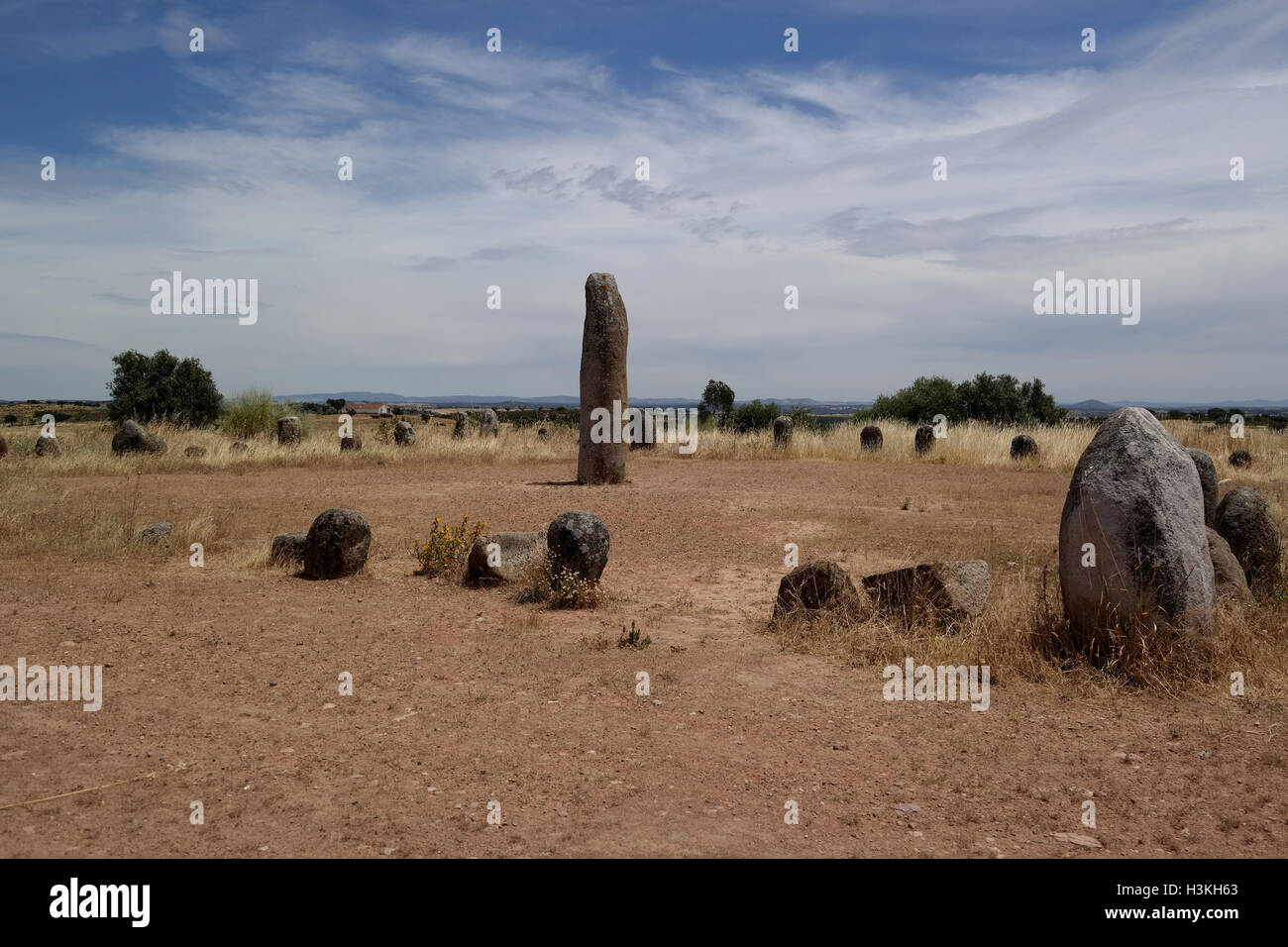 Almendres Cromlech Portugal Banque D'Images