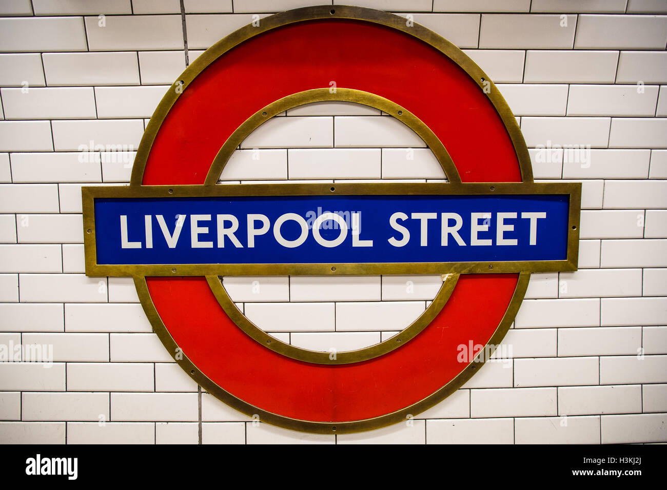 La cocarde de Liverpool Street London Underground Banque D'Images