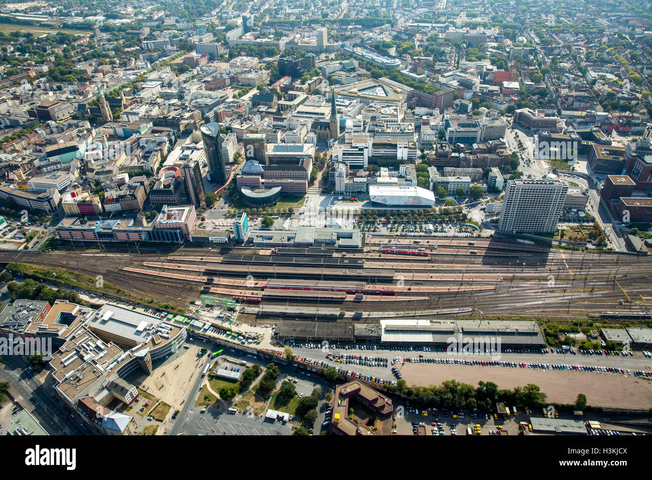 Photo aérienne, la gare centrale de Dortmund, Gare Centrale, Gare du Nord, Dortmund, Ruhr, Banque D'Images