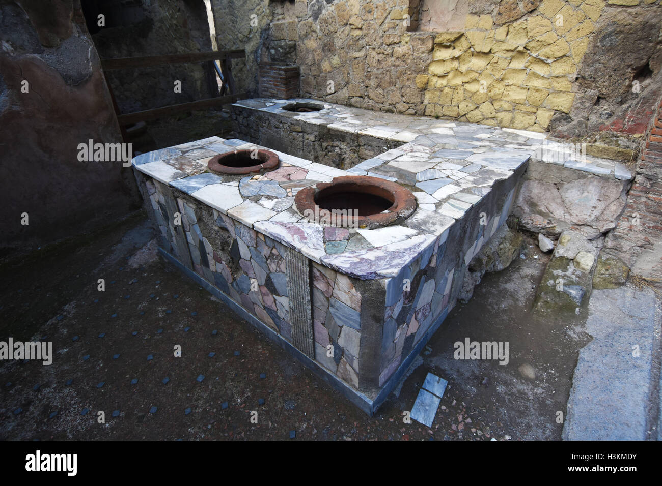 Les vestiges romains, les organes et les fresques d'Herculanum près de Pompei, Italie Banque D'Images