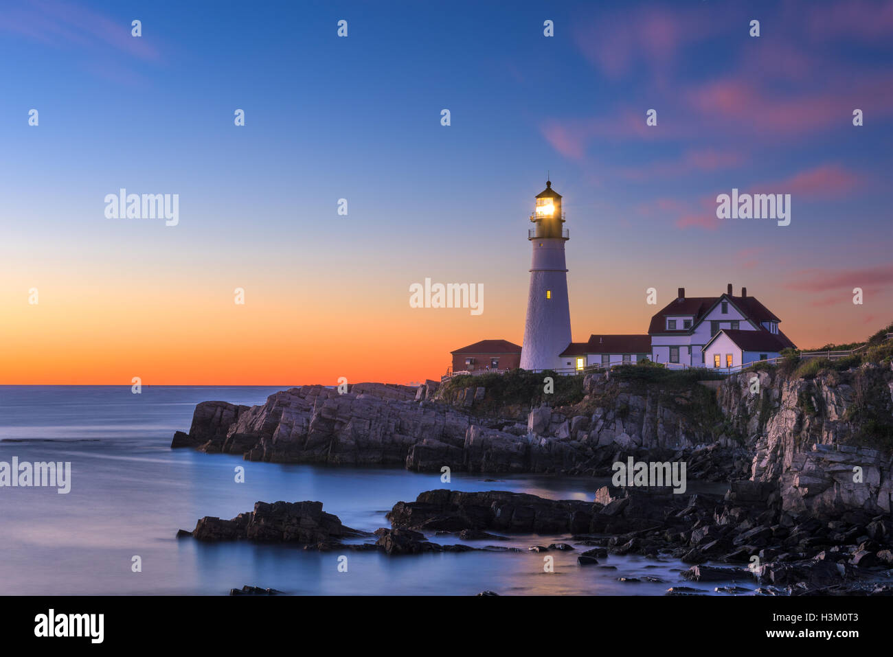 Portland Head Light à Cape Elizabeth, Maine, USA. Banque D'Images