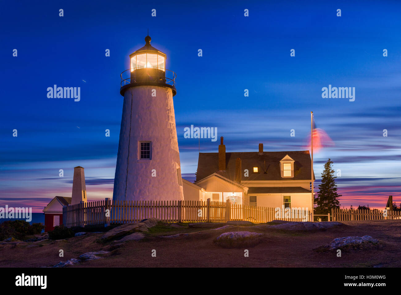 Point de Pemaquid Light à Bristol, Maine, USA. Banque D'Images