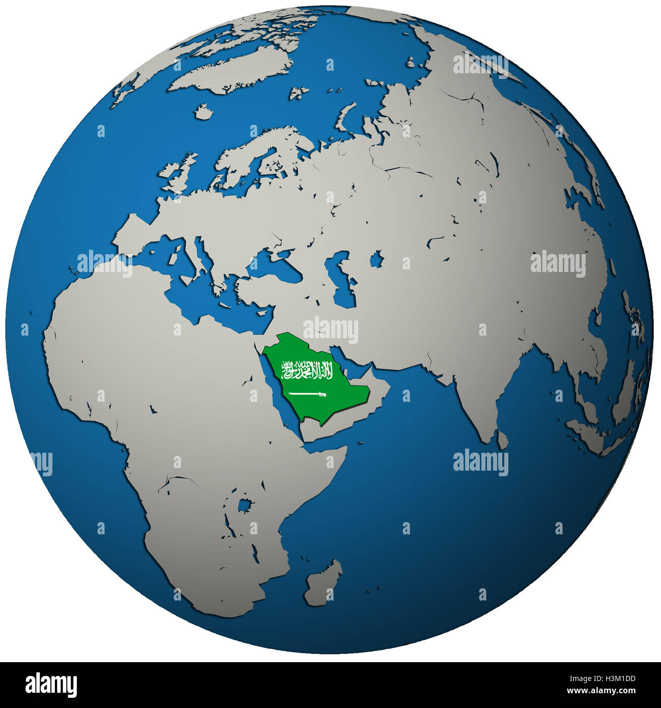 Territoire De Larabie Saoudite Avec Le Drapeau Sur La Carte