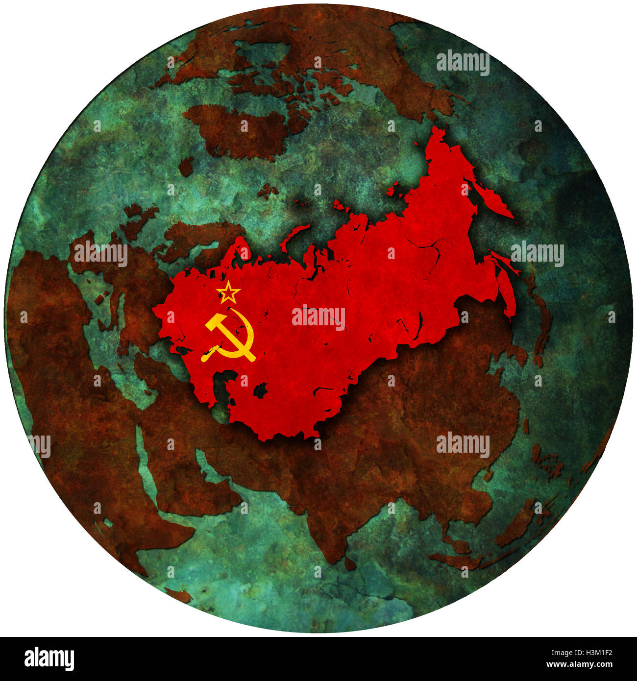 Vue 3D de l'espace sur l'hémisphère sud avec drapeau urss Banque D'Images