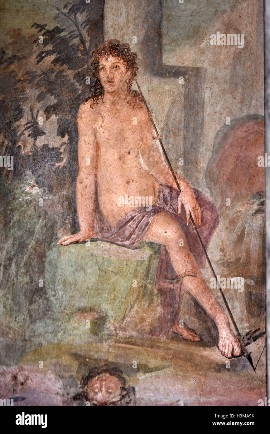 Les vestiges romains, les organes et les fresques de Pompéi, Italie. Banque D'Images