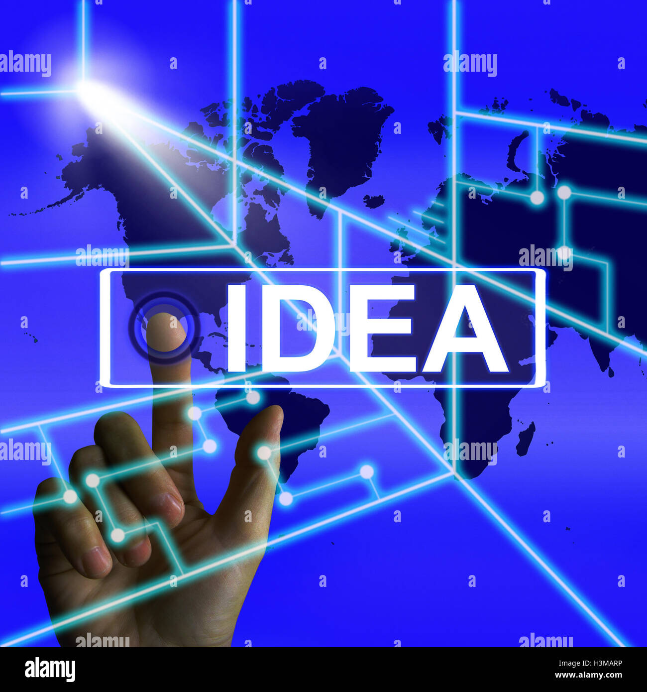 Idée écran signifie que dans le monde entier Concept pensé ou d'Idées Banque D'Images