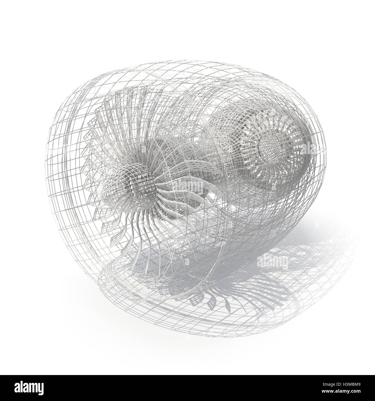 Profil moteur jet isolé sur blanc avec l'ombre. Le rendu 3D Banque D'Images