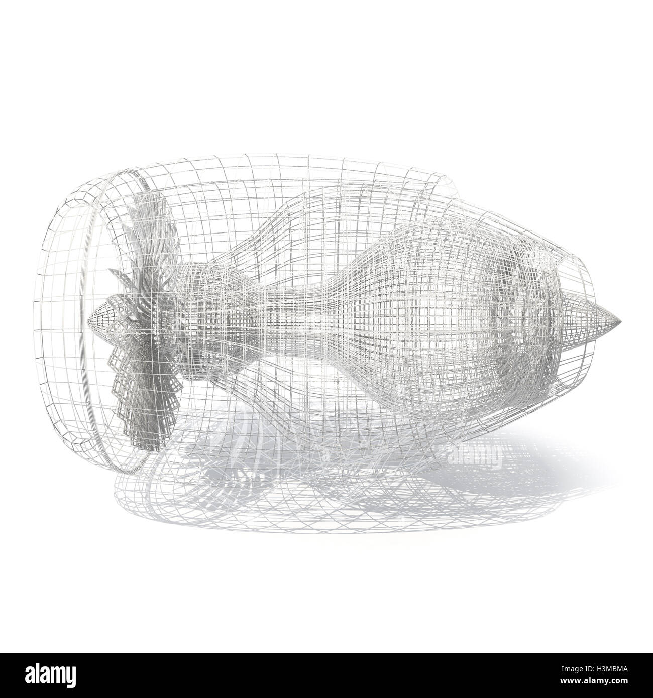 Profil moteur jet isolé sur blanc avec l'ombre. Le rendu 3D Banque D'Images