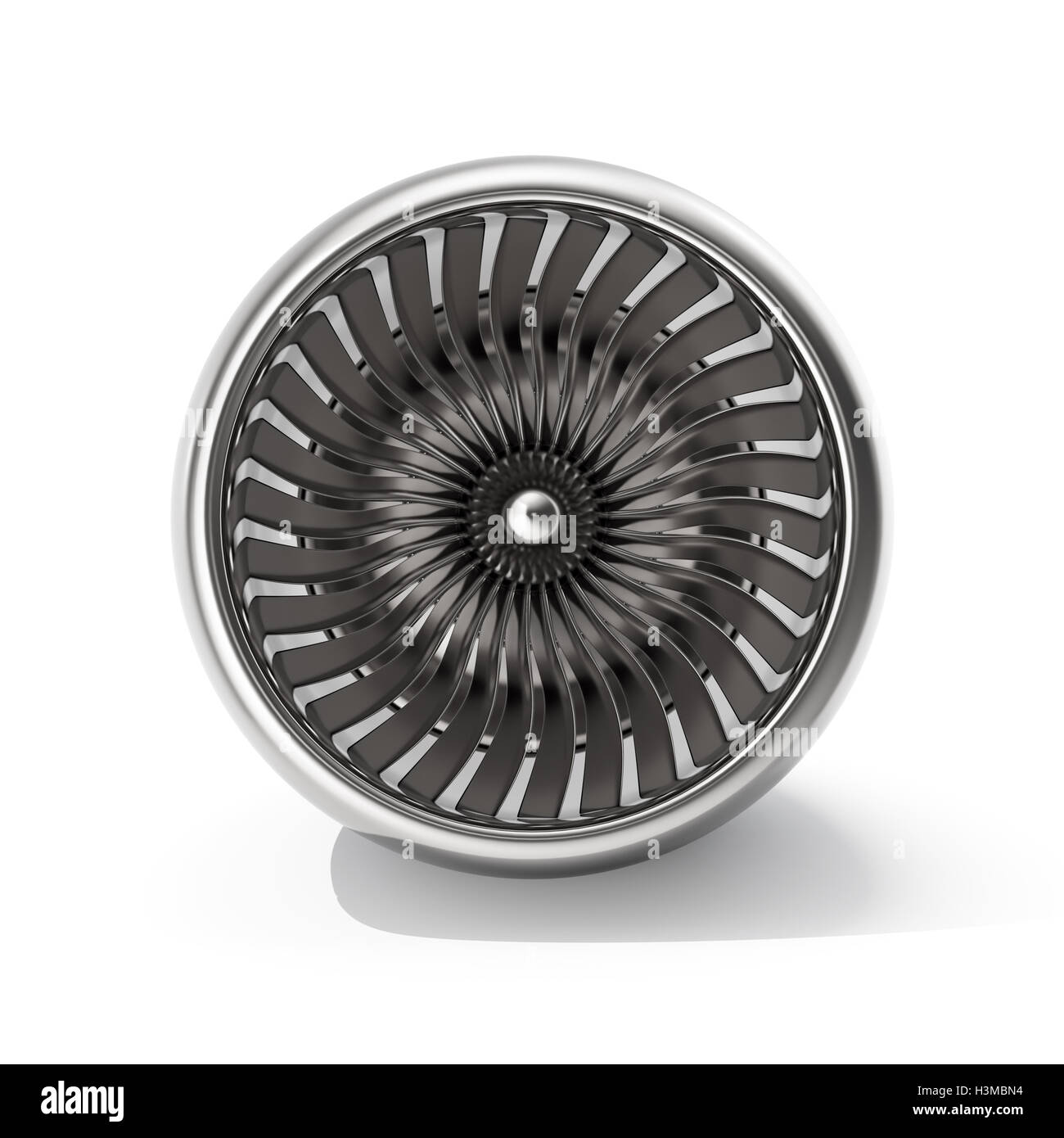 Vue avant du moteur Jet isolé sur fond blanc. Le rendu 3D Banque D'Images