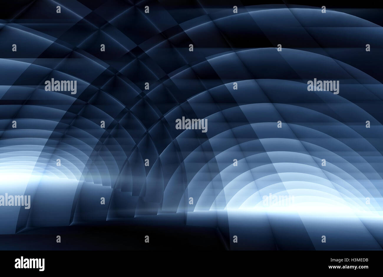 Résumé Contexte géométrique numérique avec glowing intersecté helix de formes, 3d illustration avec effet double exposition Banque D'Images