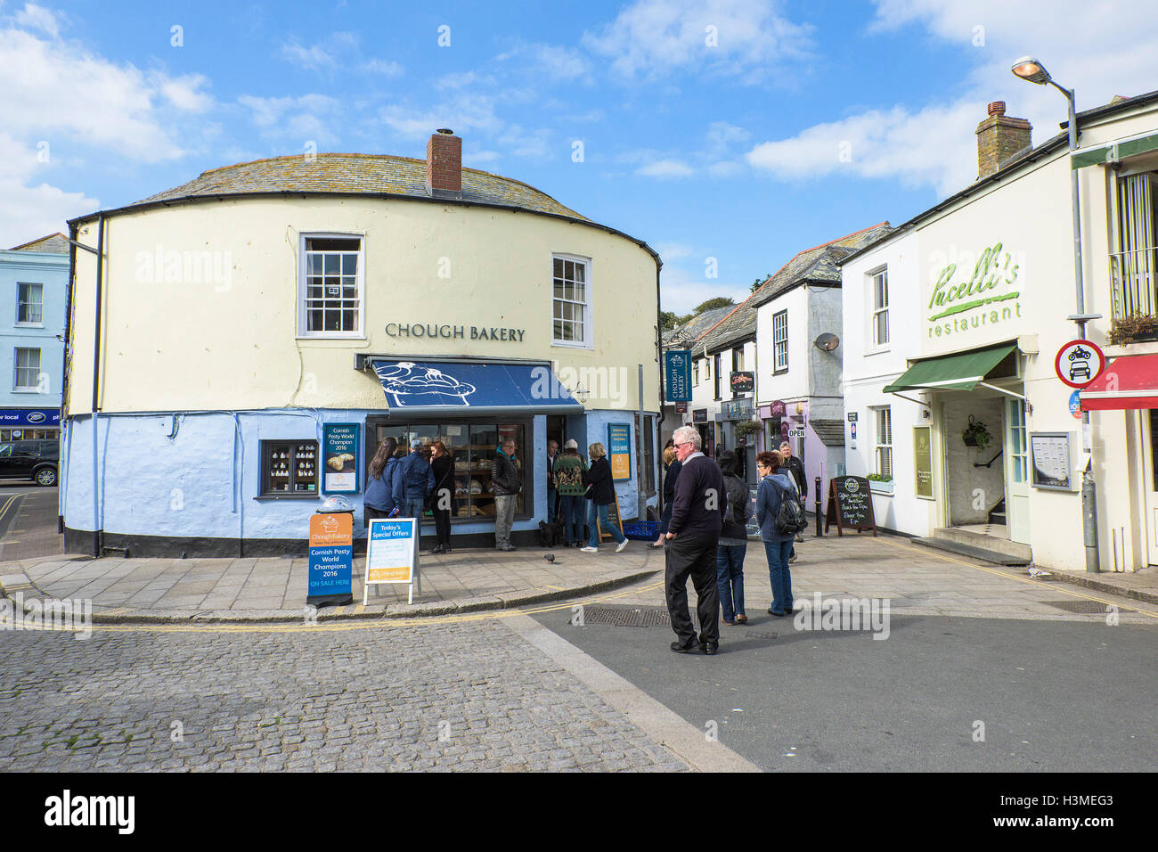 Les champions du monde, Cornish Chough Bakery à Padstow, Cornwall. Banque D'Images