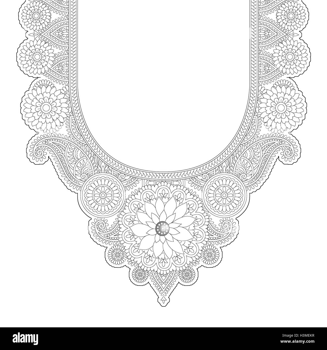 Belle impression textile robe unique contour cou design draw Banque D'Images Belle impression textile robe unique contour cou design draw Banque D'Images