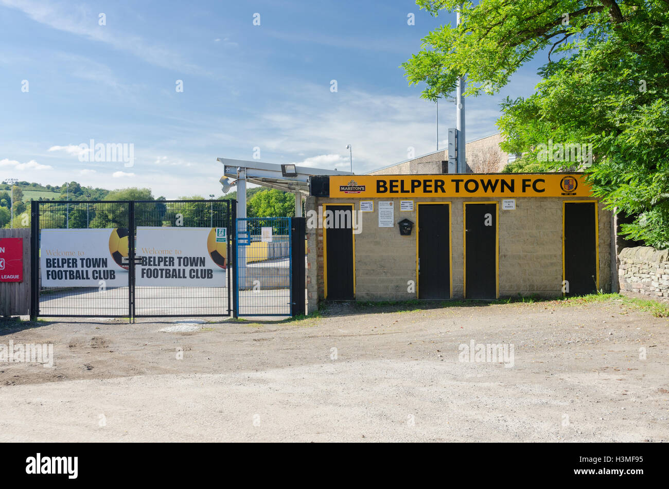 Entrée de la ville de Belper Football Club à Belper, Derbyshire Banque D'Images