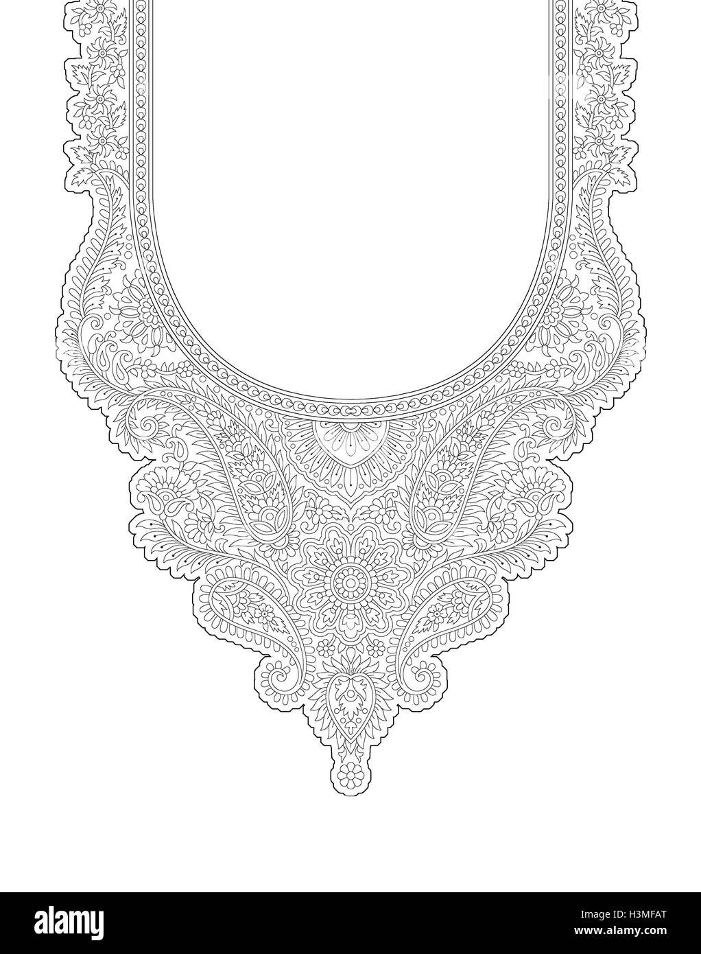 Belle impression textile robe unique contour cou design draw Banque D'Images Belle impression textile robe unique contour cou design draw Banque D'Images