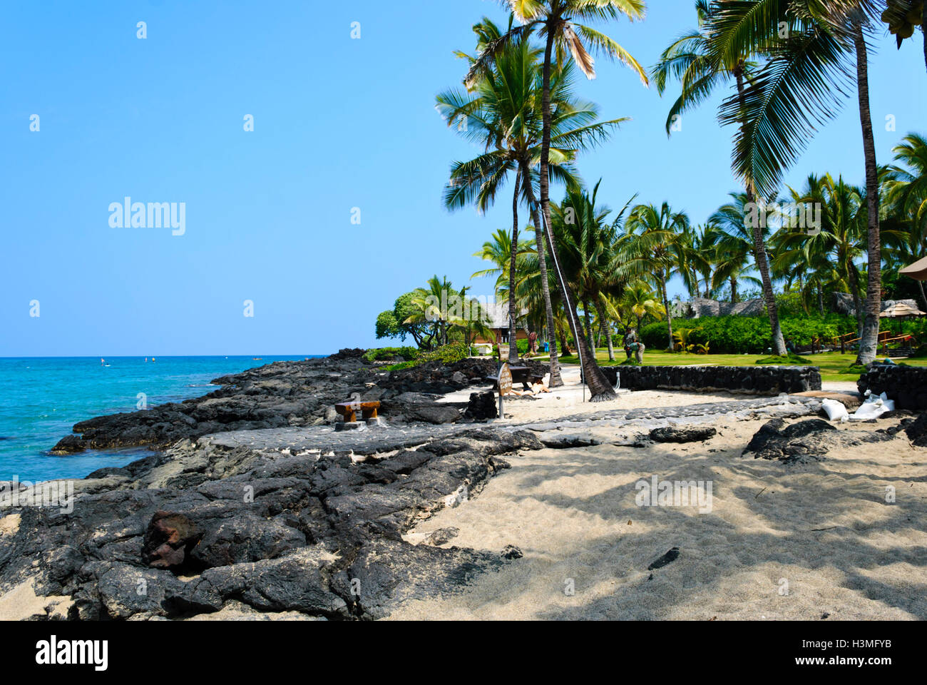 Plage sur la côte de Kona Hawaii USA Banque D'Images