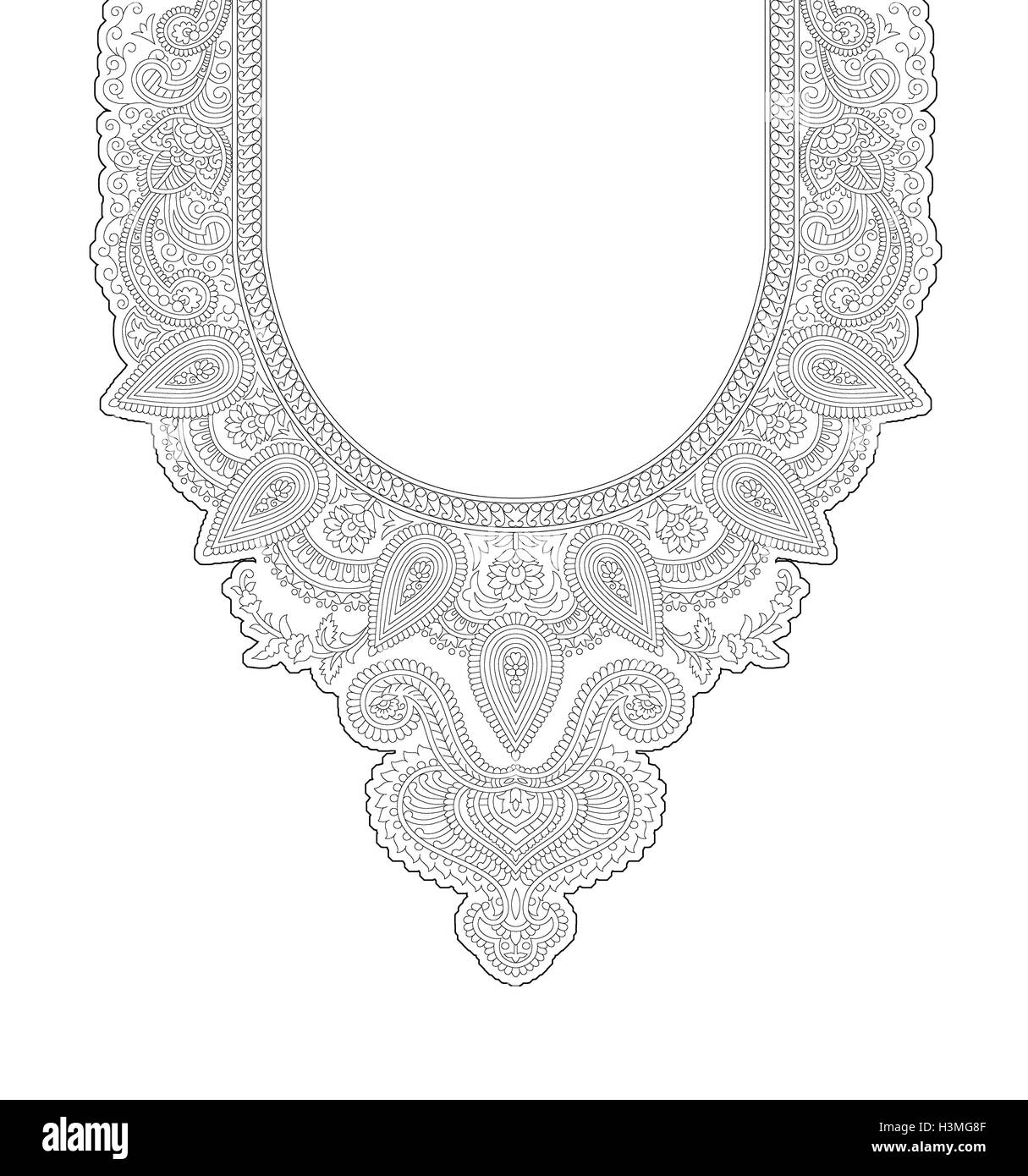 Belle impression textile robe unique contour cou design draw Banque D'Images Belle impression textile robe unique contour cou design draw Banque D'Images