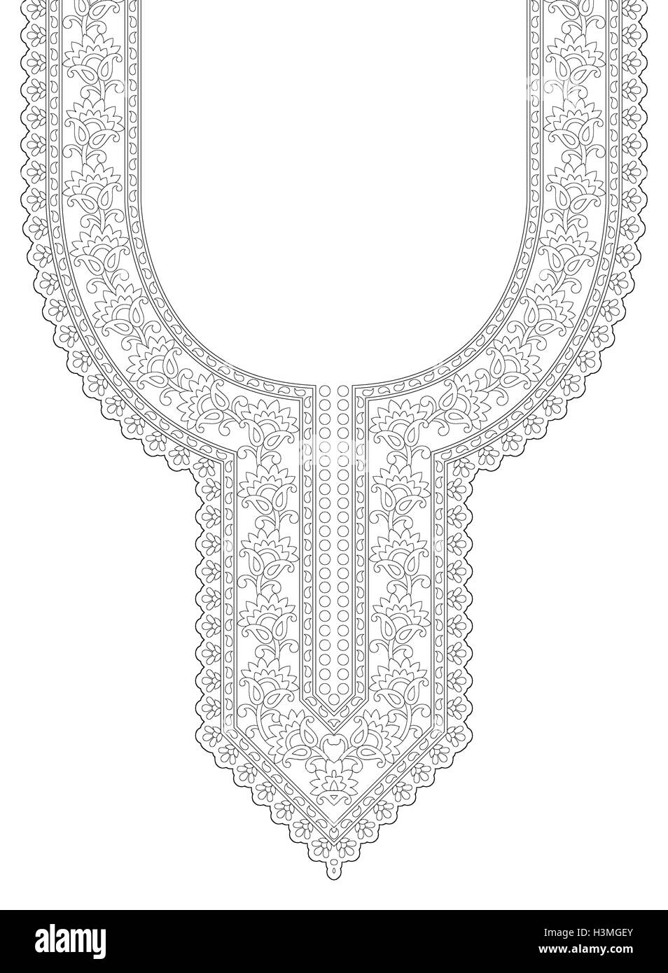 Belle impression textile robe unique contour cou design draw Banque D'Images Belle impression textile robe unique contour cou design draw Banque D'Images