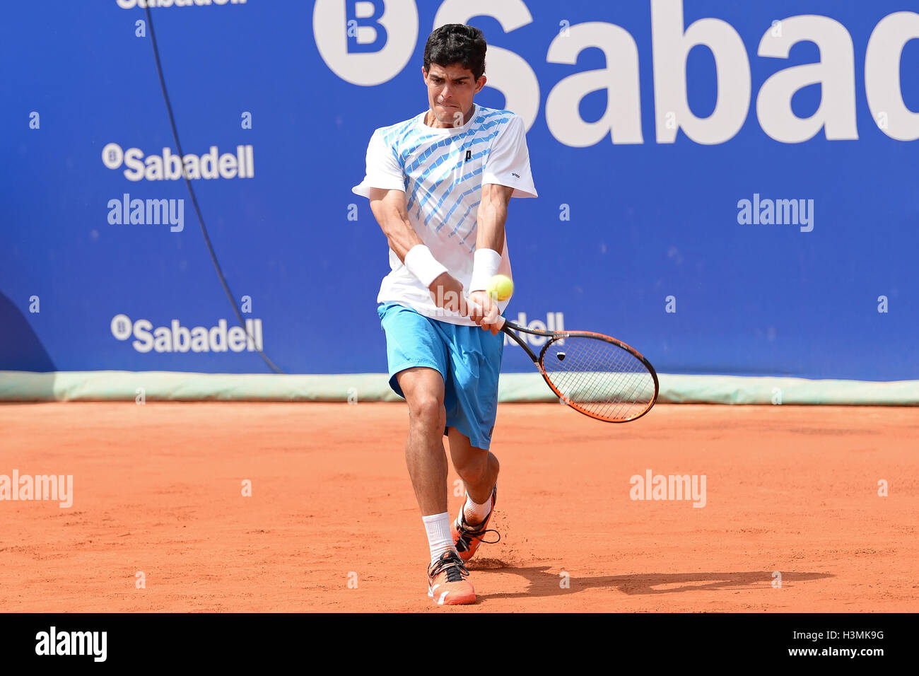 Barcelone - APR 18 : Rui Machado (Portugal) joueur de tennis joue à l'ATP Barcelone ouvert. Banque D'Images