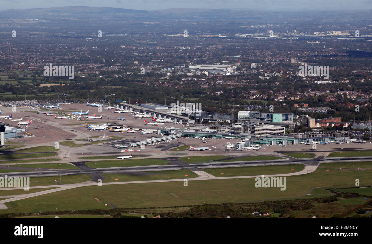 Vue aérienne de l'aéroport de Manchester, Royaume-Uni Banque D'Images