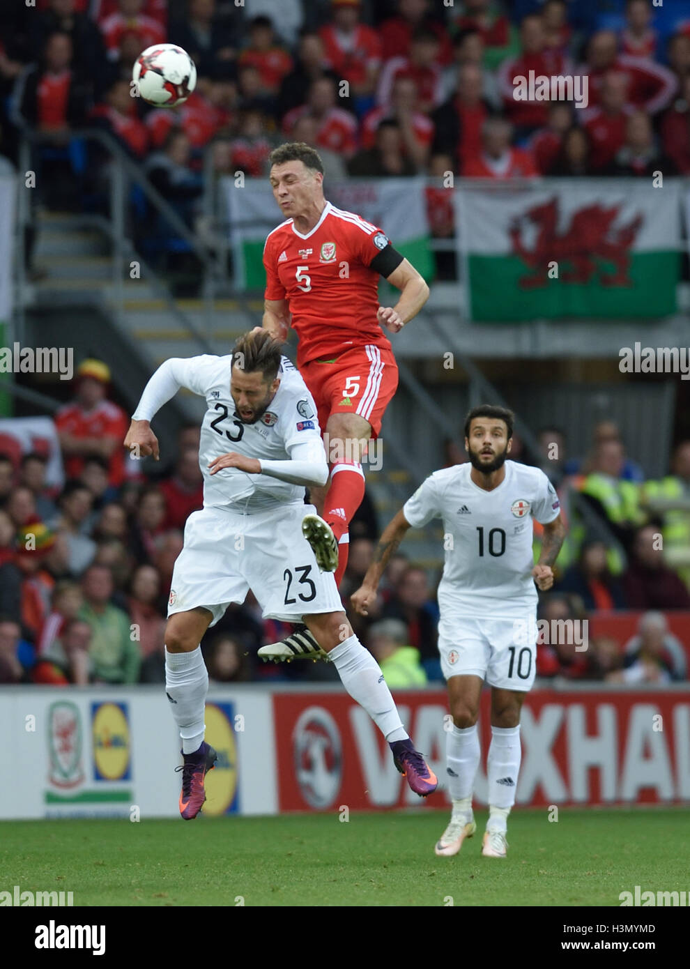 Au cours de l'action Pays de Galles v Géorgie FIFA World-Cup 2018 tour de qualification 9 Octobre 2016 City Stade Cardiff - Pays de Galles Banque D'Images