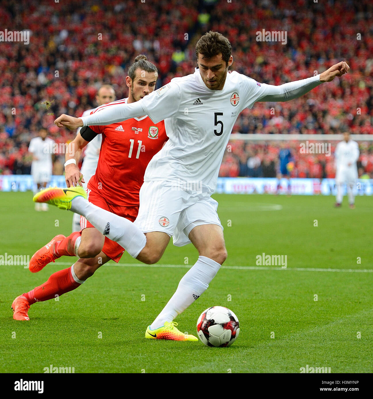 Au cours de l'action Pays de Galles v Géorgie FIFA World-Cup 2018 tour de qualification 9 Octobre 2016 City Stade Cardiff - Pays de Galles Banque D'Images
