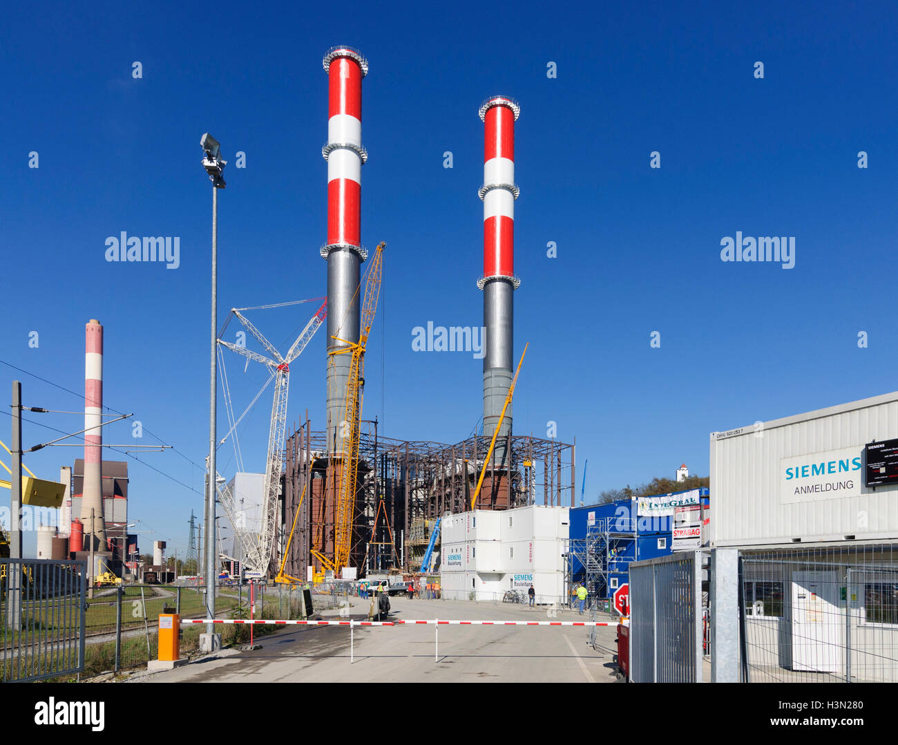 Habichen 60 : en construction et de gaz à cycle combiné vapeur de Verbund AG avec l'entrepreneur général Siemens AG, Regio Banque D'Images