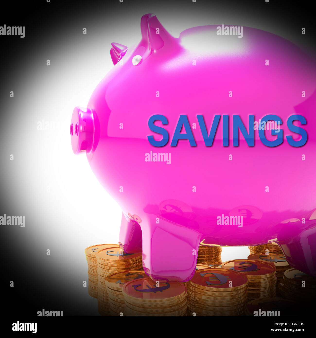 Tirelire épargne signifie Pièces Pièces de fonds et compte bancaire Banque D'Images