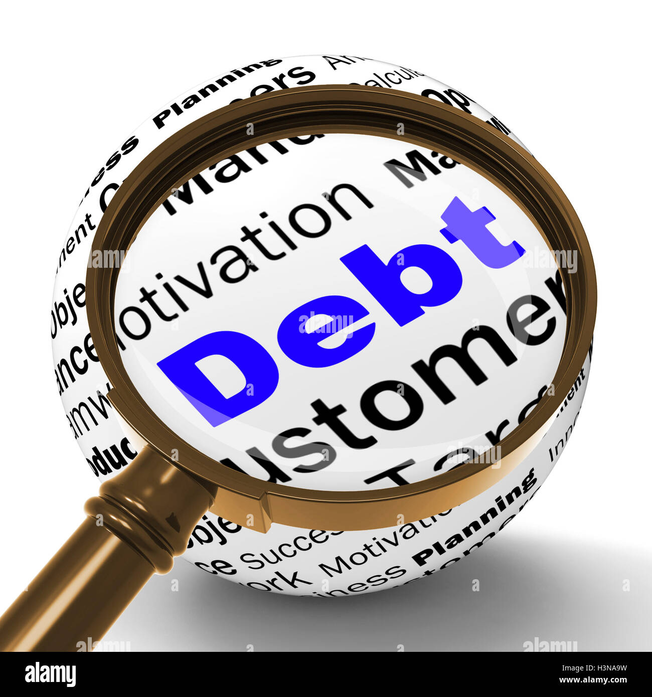 Loupe de la dette Crise financière signifie Définition et obligations Banque D'Images