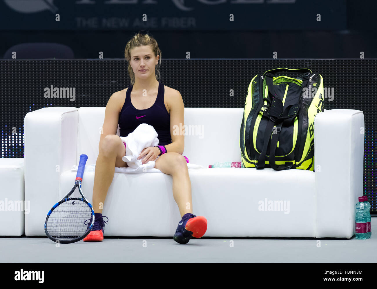 Linz, Autriche. 11 octobre, 2016. Eugénie Bouchard en action à la Generali Ladies Linz 2016 Tournoi international de tennis WTA : Crédit Jimmie48 Photographie/Alamy Live News Banque D'Images