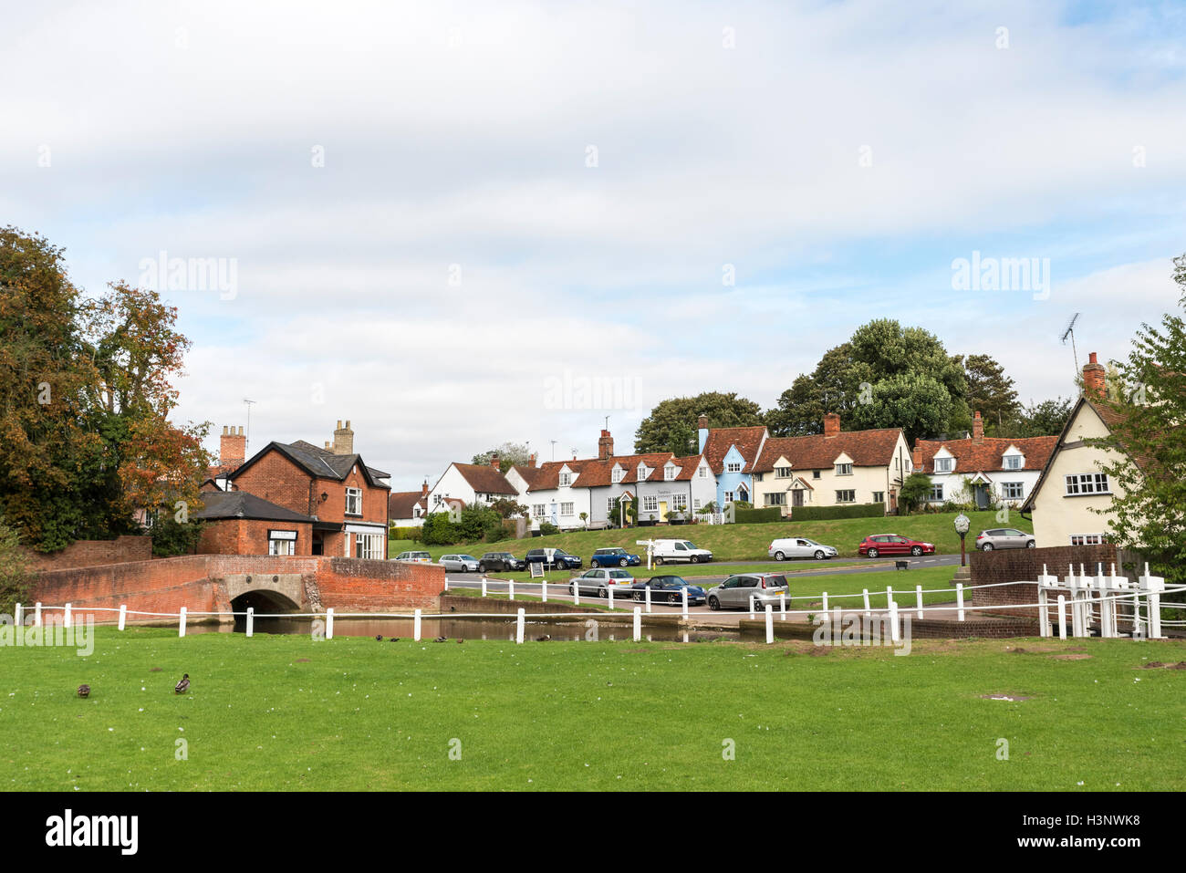 Le village anglais de carte postale vue sur le vert Finchingfield Essex Angleterre 2016 Banque D'Images
