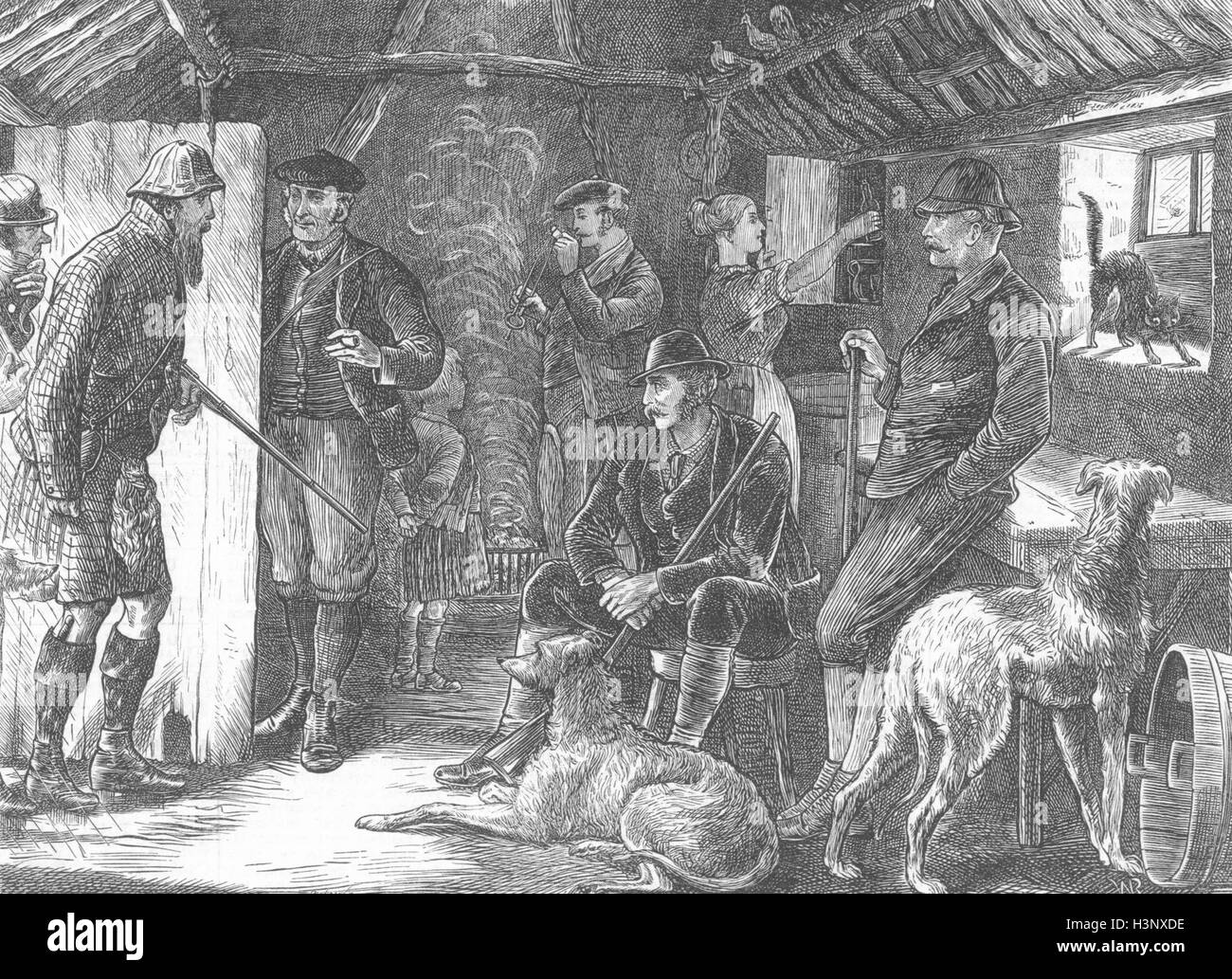 L'ECOSSE Highland abri dans Storm 1871. Illustrated London News Banque D'Images