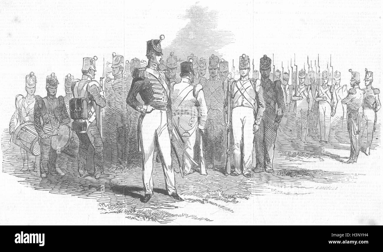MILITARIA uniforme de la milice britannique 1846. Illustrated London News Banque D'Images